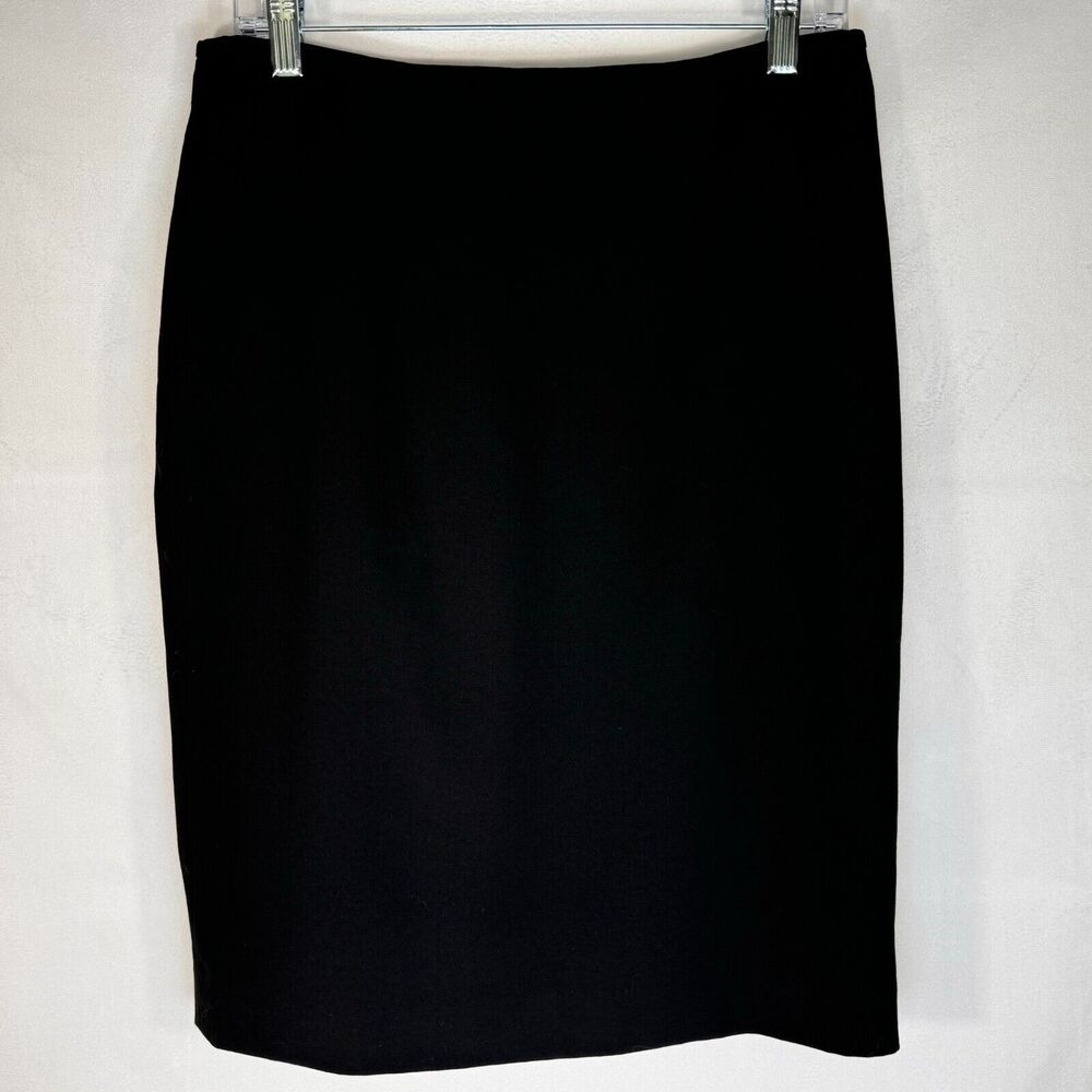 Calvin Klein Ladies Sz 6 Black Lined Pencil Skirt back slit zipper and hook
